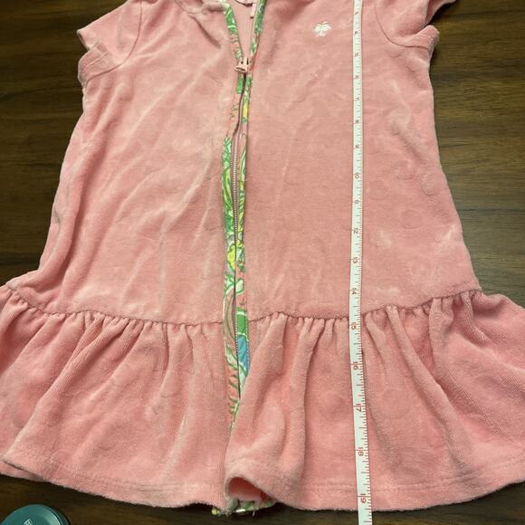 Lilly Pulitzer Pink Short Sleeve Full Zip Terry Cloth Swim Cover Up Girls S/4-5 - Picture 5 of 7